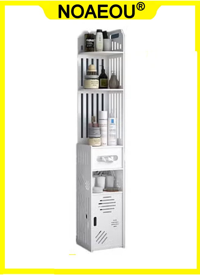 NOAEOU Free Standing Tall Bathroom Floor Cabinet, Corner Bathroom Cabinet with Doors with Open Shelf and Doors  - Image 1