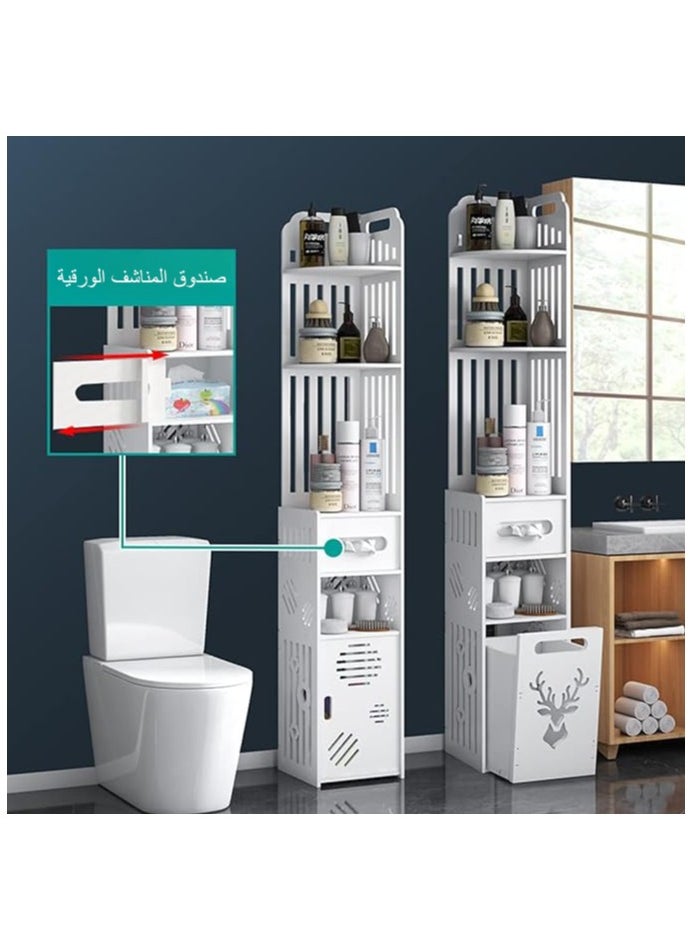 NOAEOU Free Standing Tall Bathroom Floor Cabinet, Corner Bathroom Cabinet with Doors with Open Shelf and Doors  - Image 4