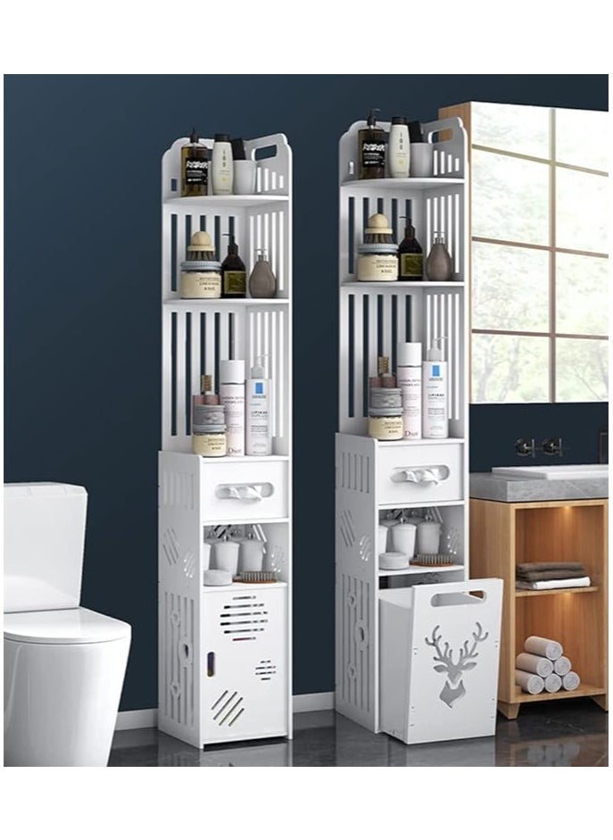 NOAEOU Free Standing Tall Bathroom Floor Cabinet, Corner Bathroom Cabinet with Doors with Open Shelf and Doors  - Image 5