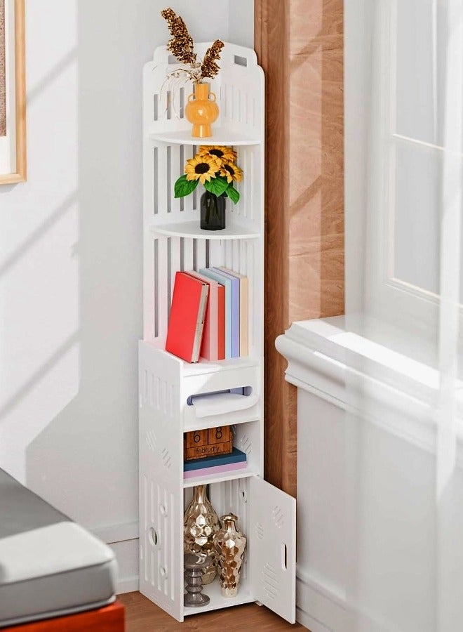 NOAEOU Free Standing Tall Bathroom Floor Cabinet, Corner Bathroom Cabinet with Doors with Open Shelf and Doors - Image 1