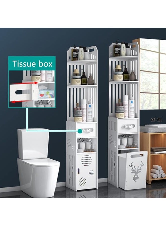 NOAEOU Free Standing Tall Bathroom Floor Cabinet, Corner Bathroom Cabinet with Doors with Open Shelf and Doors - Image 4