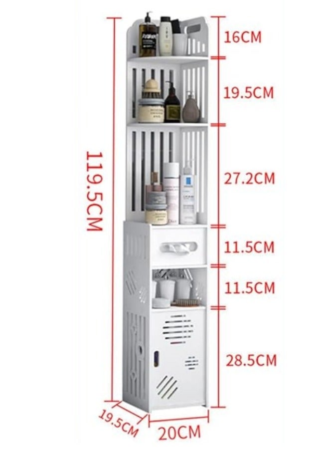 NOAEOU Free Standing Tall Bathroom Floor Cabinet, Corner Bathroom Cabinet with Doors with Open Shelf and Doors - Image 3