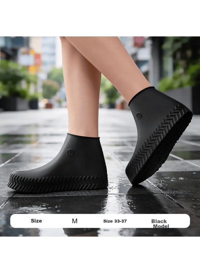 Bwnk Adult Waterproof Silicone Rain Shoe Covers Non-slip Wear-resistant Portable Rain Boots Black XL - Image 1