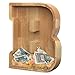 AORCMITN Extra Large Wooden Letter Coin Piggy Bank for Boys Girls Kids Toddler Alphabet B Money Bank InitialB12 - Image 2
