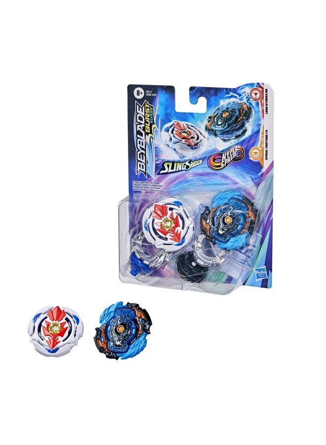 BeyBlade باي بليد بيرست سيرج دوال كولكشن باك هايبرسفير لورد هيدراكس H5 و سلاينغ شوك سبايرال تريبتون T4 لعبة قتال توب تويز - Image 1