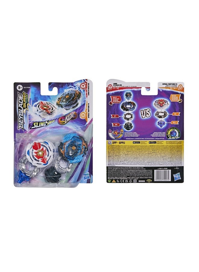 BeyBlade باي بليد بيرست سيرج دوال كولكشن باك هايبرسفير لورد هيدراكس H5 و سلاينغ شوك سبايرال تريبتون T4 لعبة قتال توب تويز - Image 5