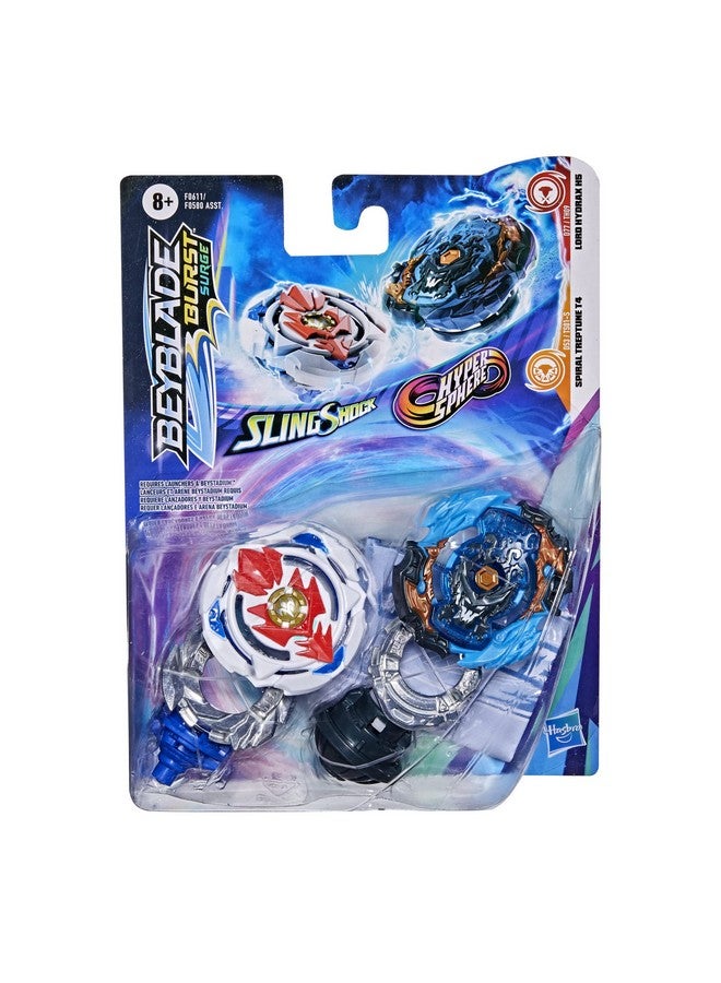 BeyBlade باي بليد بيرست سيرج دوال كولكشن باك هايبرسفير لورد هيدراكس H5 و سلاينغ شوك سبايرال تريبتون T4 لعبة قتال توب تويز - Image 3