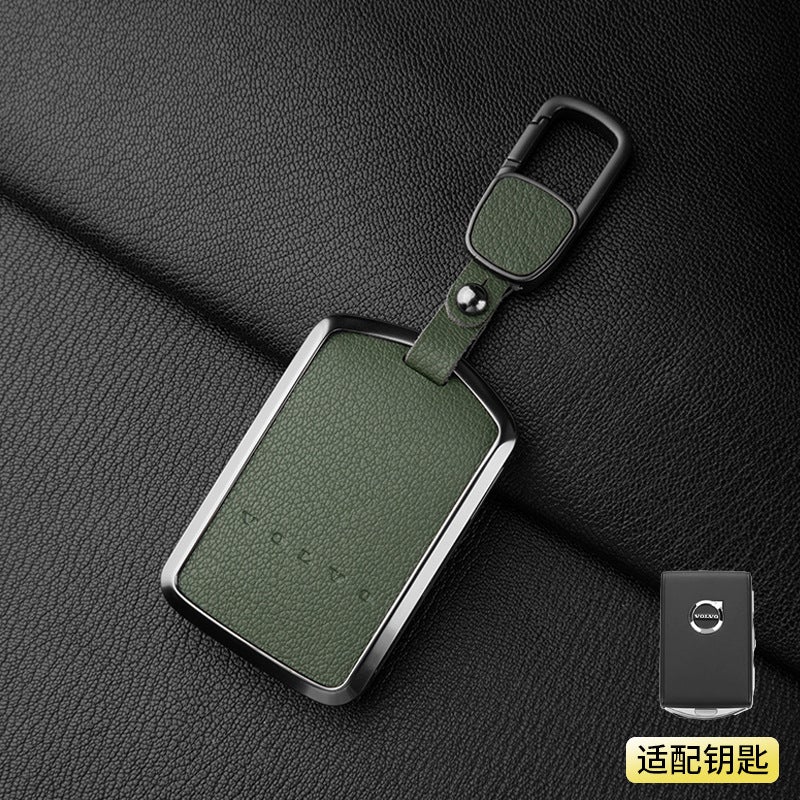 Volvo Premium Leather Key Case for Volvo XC60, S90, S60, XC90, XC40, V40 - High-End Design with Aluminum Alloy - Image 1