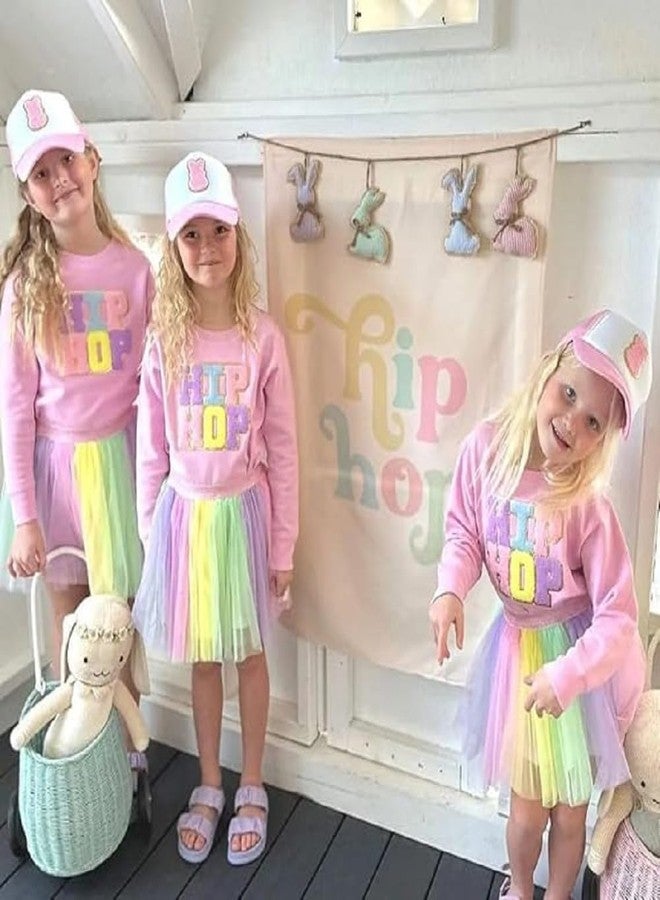 JLKGICF Toddler Girl Easter Outfit Baby Easter Dress Bunny Letter Print T-shirt and Tulle Tutu Skirts Little Girls Clothes (Hiphop Pink, 5-6 Years) - Image 3