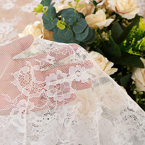 BCOOL B-COOL White Lace Tablecloth 5 Pieces 60x120 Inch Fall Embroidered Table Cloth Wedding Overlay Tablecloths for Thanksgiving Day Party Solid Rectangular Table Decorations Christmas - Image 5