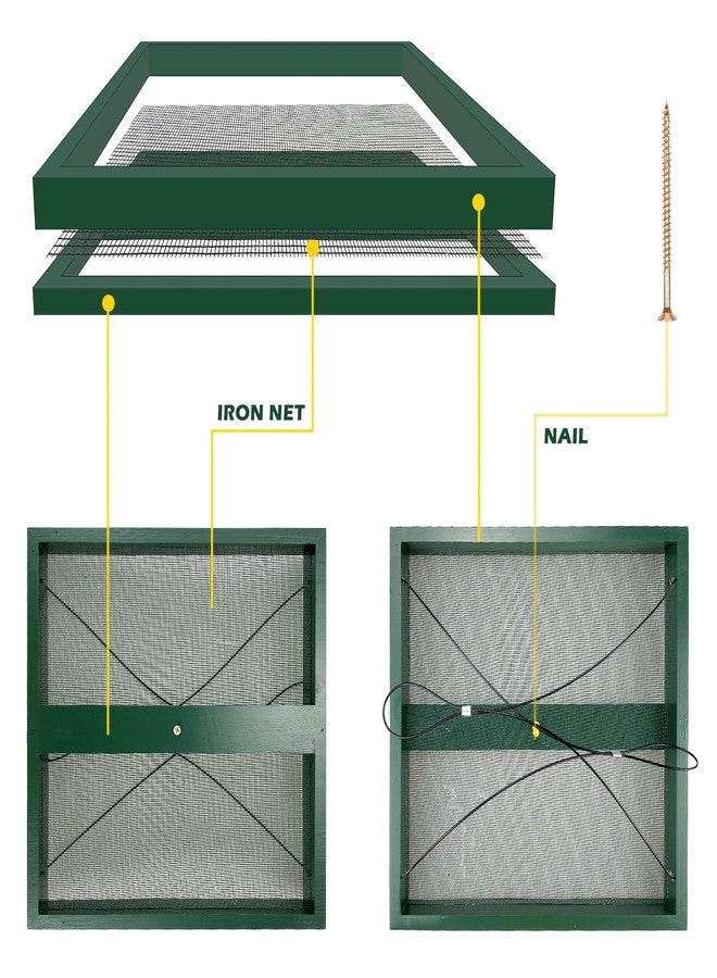 MIXXIDEA Bird Feeder Hanging Tray, Seed Tray Wooden Platform Hummingbird Feeder Hanging Tray Mesh Seed Platform for Garden Yard Outside Decoration Attracting for Wild Birds (Green-1pk) - Image 5