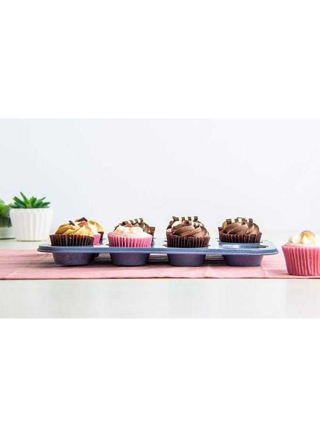 قالب كب كيك مستطيل 12 عين ومجموعه من 33 قطعه ورق كب كيك متعدده الاشكال - Image 4