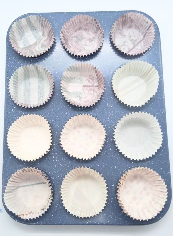 قالب كب كيك مستطيل 12 عين ومجموعه من 33 قطعه ورق كب كيك متعدده الاشكال - Image 3