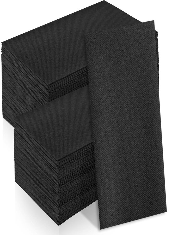 MEINV Linen-Feel Black Paper Napkins, 100 Pack Decorative Cloth-Like Dinner Napkins, Disposable Soft and Absorbent Premium Guest Dinner Paper for Hotel, Restaurant, Events, Party, Wedding - Image 1