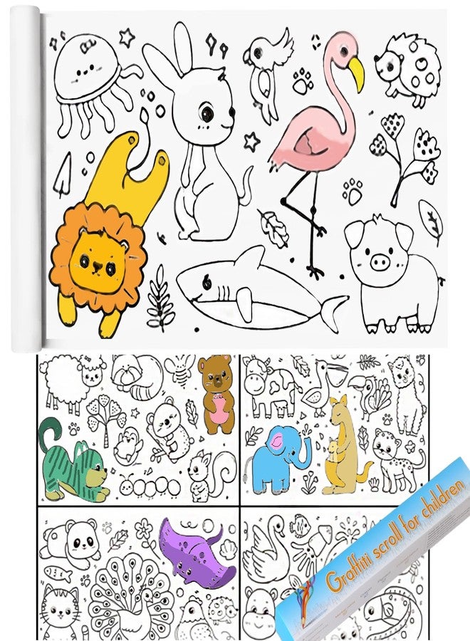 USGohin Coloring Paper Roll for Kids 2 Rolls, Sticky Children's Drawing Sheet Roll for Toddlers, 118x11.8″ Large Painting Page for Kindergarten Home Kids Birthday Party (6 Themes A + Dinosaur) - Image 1