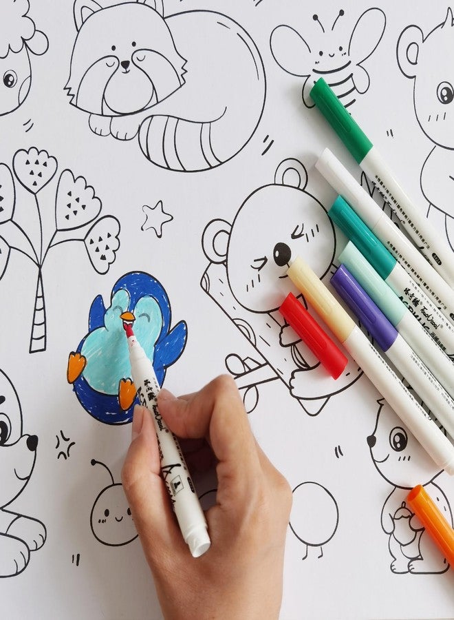 USGohin Coloring Paper Roll for Kids 2 Rolls, Sticky Children's Drawing Sheet Roll for Toddlers, 118x11.8″ Large Painting Page for Kindergarten Home Kids Birthday Party (6 Themes A + Dinosaur) - Image 5