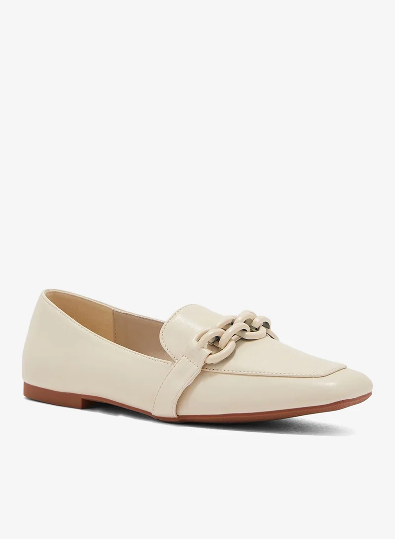 ELLA Tonal Chain Square Toe Loafer Cream