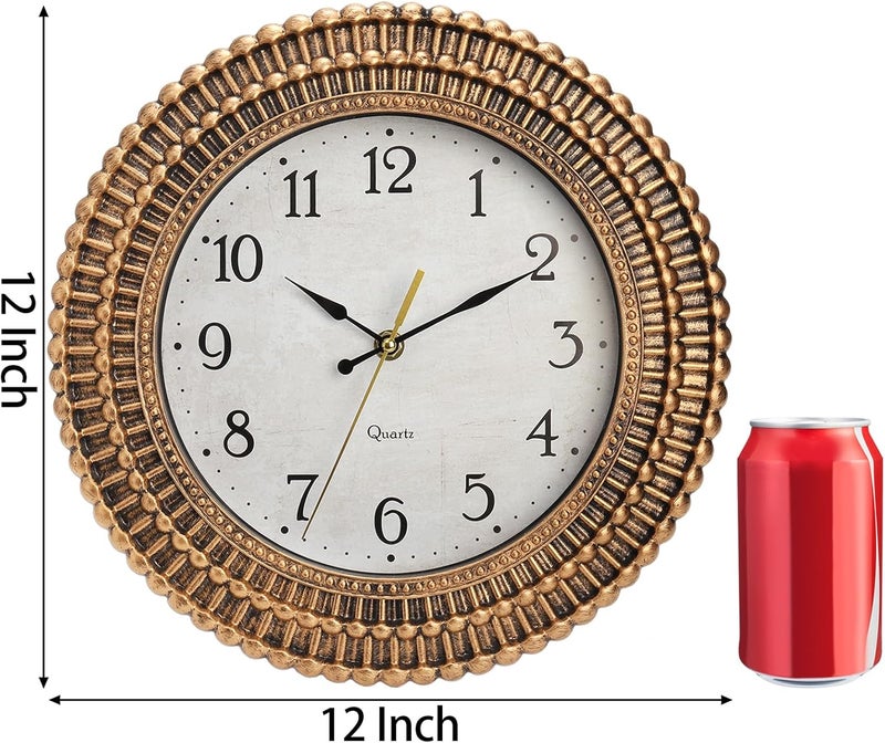 Bekith Wall Clock 12 Inch Silent Non-Ticking Retro Wall Clocks Battery Operated, Round Vintage Decorative Clock for Kitchen, Home, Office, Bedroom, Living Room, Bathroom, School - Image 2