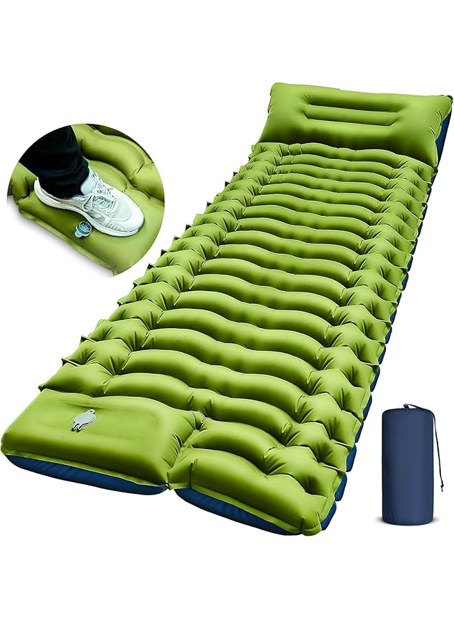 Oasisgalore Sleeping Mat Camping Camping Sleeping Pad Inflatable Camping Bed Inflatable Mattress Camping Air Bed For Camping With Pillow Built In Foot Pump  - Image 1