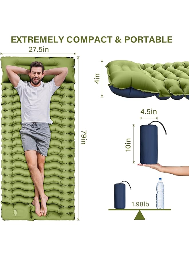 Oasisgalore Sleeping Mat Camping Camping Sleeping Pad Inflatable Camping Bed Inflatable Mattress Camping Air Bed For Camping With Pillow Built In Foot Pump  - Image 5