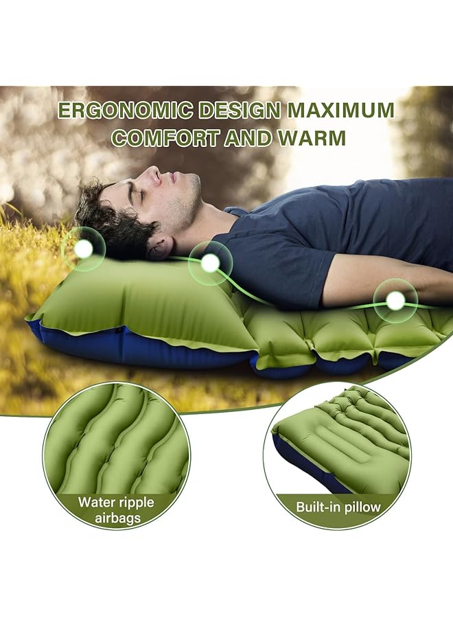 Oasisgalore Sleeping Mat Camping Camping Sleeping Pad Inflatable Camping Bed Inflatable Mattress Camping Air Bed For Camping With Pillow Built In Foot Pump  - Image 2