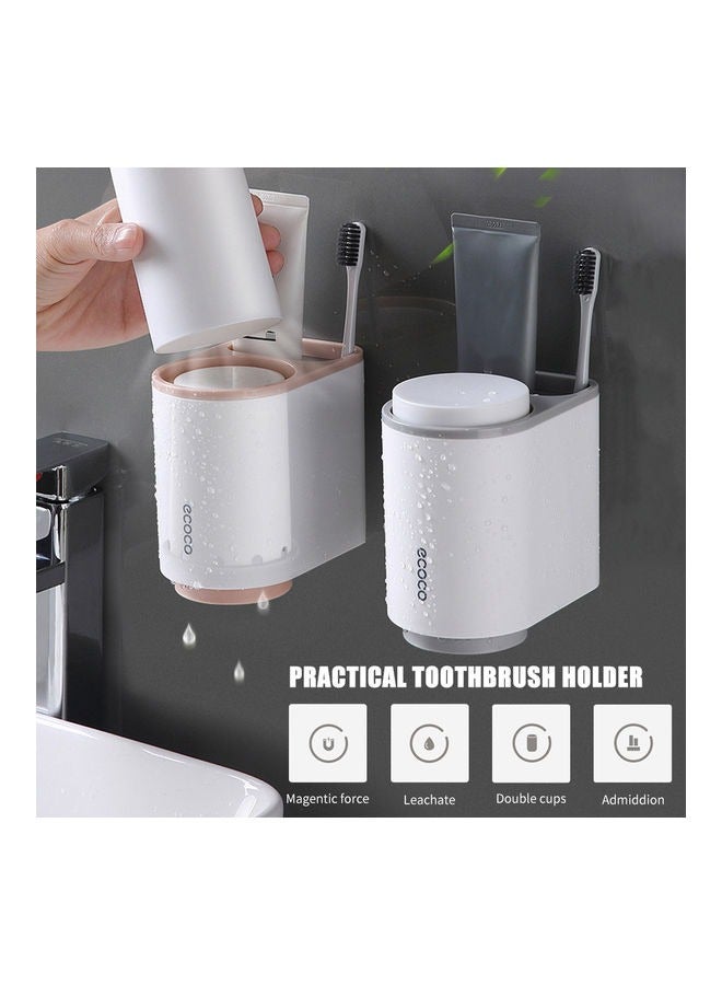 ecoco Minimally Designed Magnetic Mouthwash Cup Set,Creative Dental Jar,No Punching Wall Mounted Toothpaste Toothbrush Storage Rack - Image 3