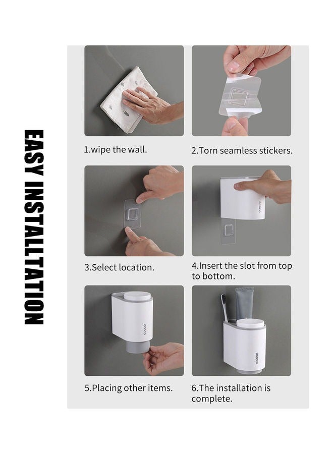 ecoco Minimally Designed Magnetic Mouthwash Cup Set,Creative Dental Jar,No Punching Wall Mounted Toothpaste Toothbrush Storage Rack - Image 4