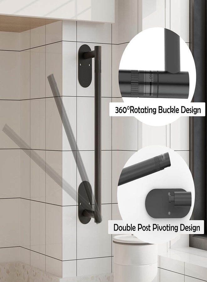 Ruacq Matte Black Paper Towel Holder Double Post Pivoting Round Base Under Cabinet Paper Towel Holder for Kitchen Self-Adhesive or Drill mounting - Image 3