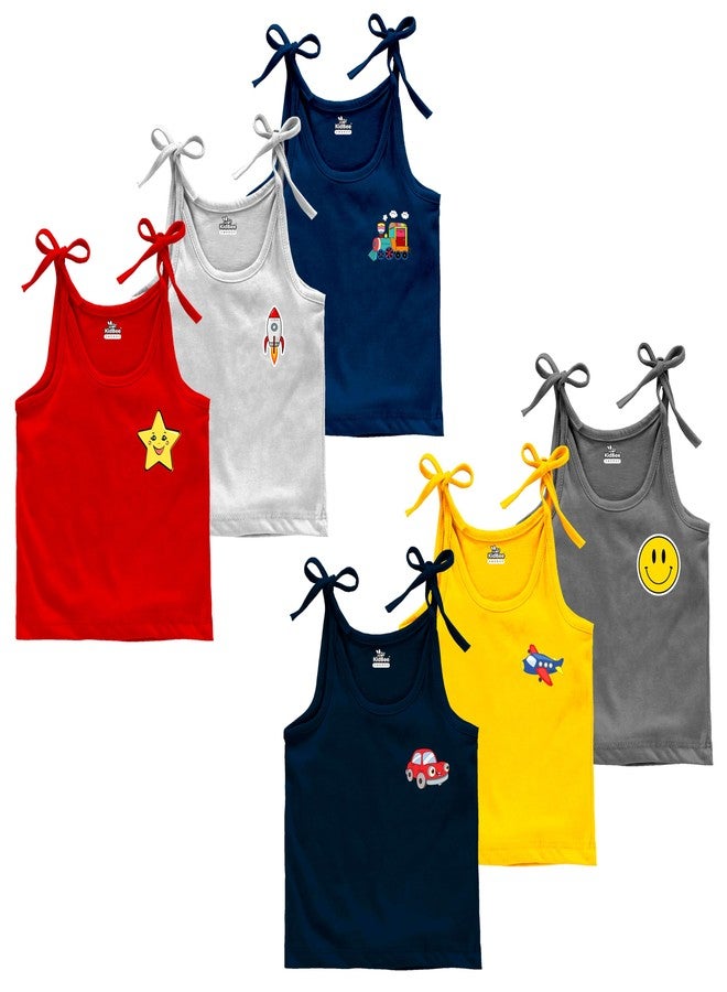 Kidbee Baby Boy's & Girl's Tie-Up Cotton Jhabla/Vest/Shirt/Jabla (Set of 6) (0-3 Months, PL-JBT-Multicolor-6pc) - Image 1