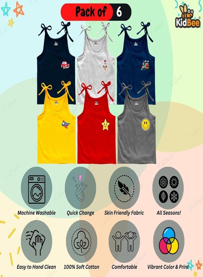 Kidbee Baby Boy's & Girl's Tie-Up Cotton Jhabla/Vest/Shirt/Jabla (Set of 6) (0-3 Months, PL-JBT-Multicolor-6pc) - Image 5