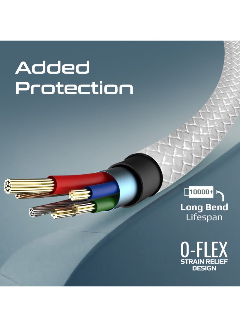 PROMATE USB-A to Lightning Cable 200cm, High Tensile Strength, Premium Fast Charging & Data Sync, Anti-Tangle Silicone Cord, For Lightning Apple Devices White - Image 2