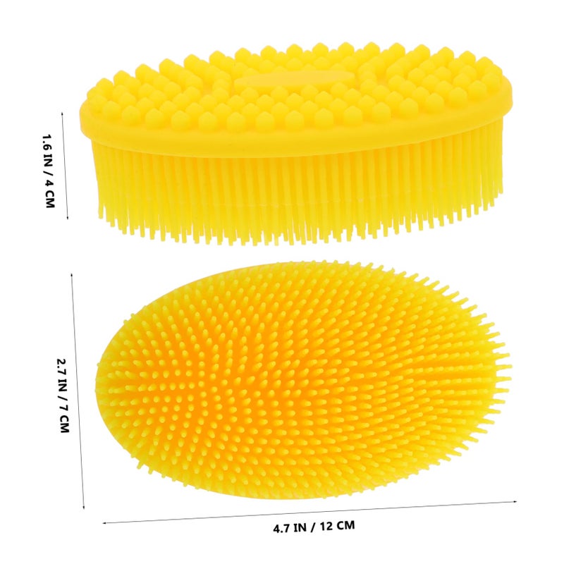 Yellow Soft Silicone Bath Brush Gentle Cradle Cap Cleaner For Newborn Hair Care - Image 3