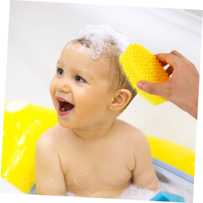 Yellow Soft Silicone Bath Brush Gentle Cradle Cap Cleaner For Newborn Hair Care - Image 5