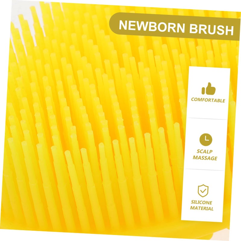 Yellow Soft Silicone Bath Brush Gentle Cradle Cap Cleaner For Newborn Hair Care - Image 4