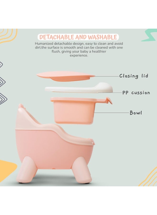 BAYBEE Baby Potty Seat Chair Kids Potty Training seat for Baby Toddlers with Closing Lid, High Back & Splash Gaurd Baby Toilet seat for Kids Baby Potty Chair for Toddlers 1 to 5 Year Boy Girl Pink - Image 4