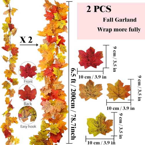 AWARDSEN 13FT Fall Leaf Garlands 2 PCS Fall Garland for Mantle Thanksgiving Fall Decoration for Home Artificial Autumn Garlands Thanksgiving Outdoor Decor - Image 2