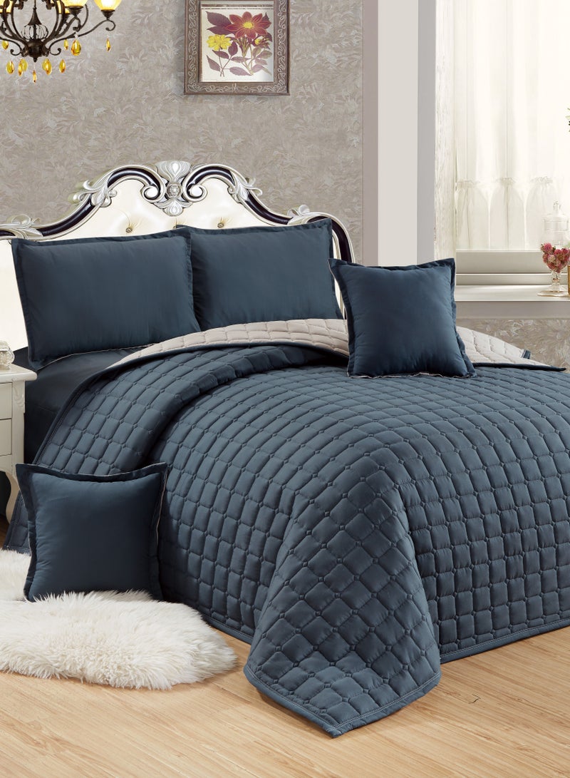 Sleep Night 6 Pieces Comforter Set King Size 220 X 240 Cm Dual color Reversible Bedding Set for All Seasons - Image 1