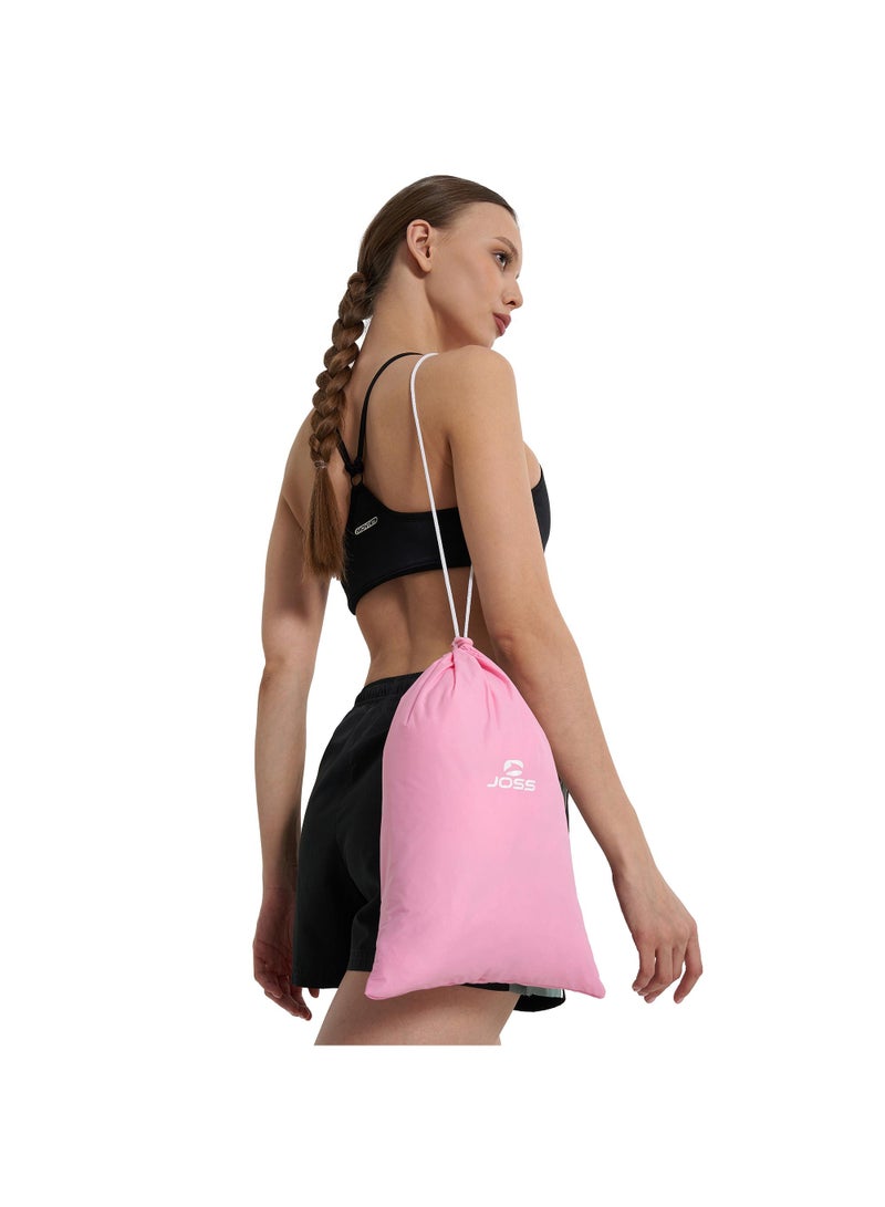 Joss One-Size Wet Bag Pink  Durable, Water-Repellent Nylon With Drawstring Lock For Pool And Beach Use - Image 1