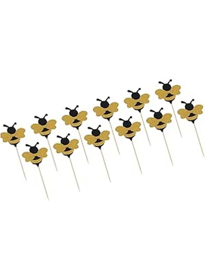 36 Pcs Bee Cupcake Toppers Non Edible Paper Cake Decorations For Birthday Party - Image 1