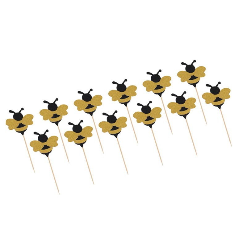 36 Pcs Bee Cupcake Toppers Non Edible Paper Cake Decorations For Birthday Party - Image 2
