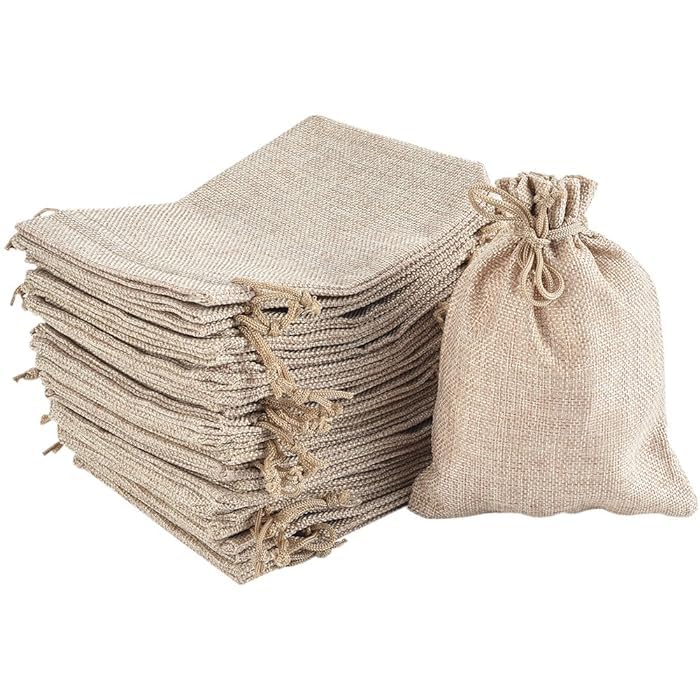 Deera Jute Drawstring Gift Bag | Jute Plain Pouch | Gift Pouches 16.5Cm X 22Cm - Brown (Pack Of 10) - Image 1