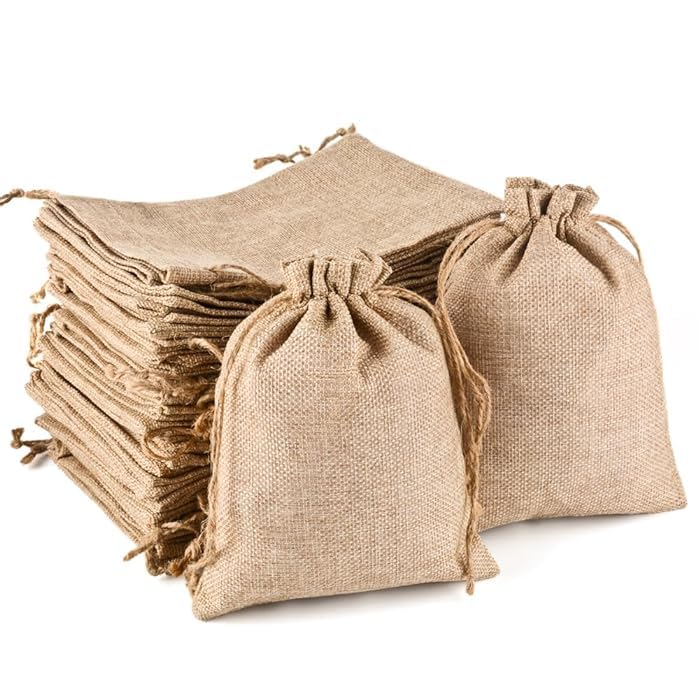 Deera Jute Drawstring Gift Bag | Jute Plain Pouch | Gift Pouches 16.5Cm X 22Cm - Brown (Pack Of 10) - Image 4