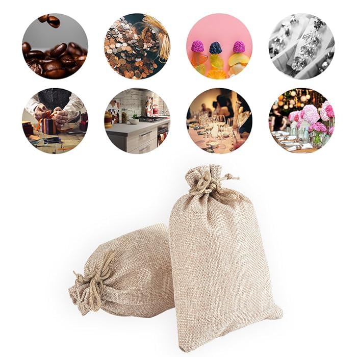 Deera Jute Drawstring Gift Bag | Jute Plain Pouch | Gift Pouches 16.5Cm X 22Cm - Brown (Pack Of 10) - Image 2