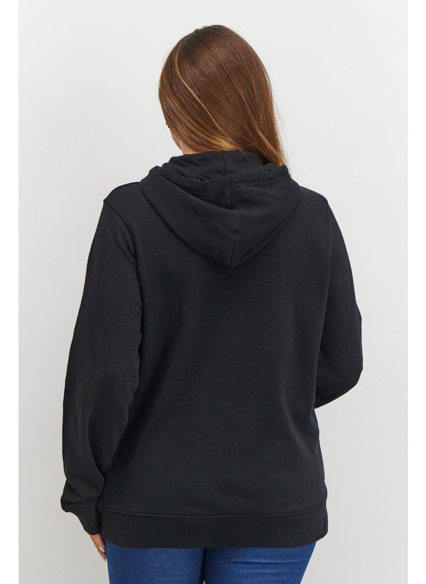 Love Moschino - Women Hooded Neck Graphic Sweatshirt, Black - Image 1