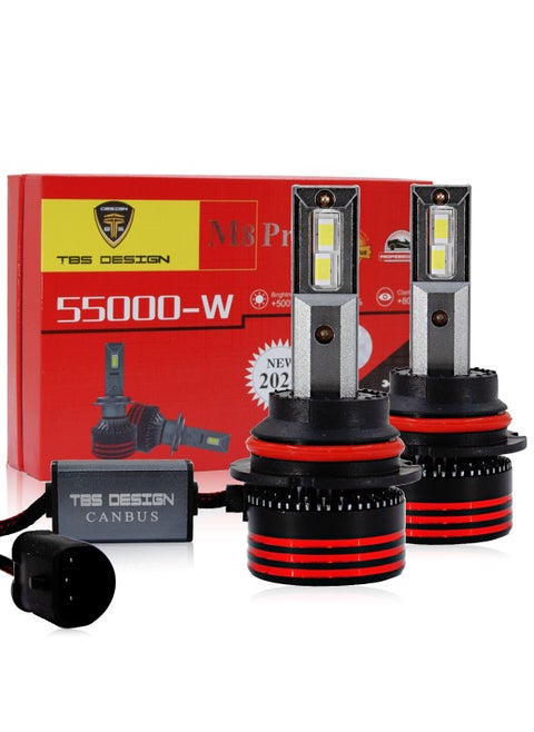 2 Pieces 9007 55W LED Headlight Bulb Assembly 5500 Lumens Xtreme Bright With Color Temperature 6000K