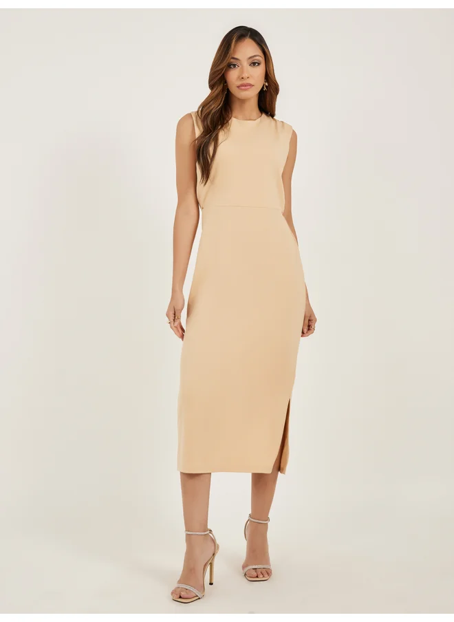 ستايلي Styli Plain Sleeveless Sheath Midi Dress