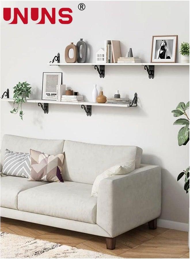 UNUNS Wood Floating Shelves For Wall,12 Inches Long Natural Wall Shelves,Wooden Crystal Display Shelf Living Room,Bedroom,Bathroom,Office,Closet,White,Set Of 3 - Image 5