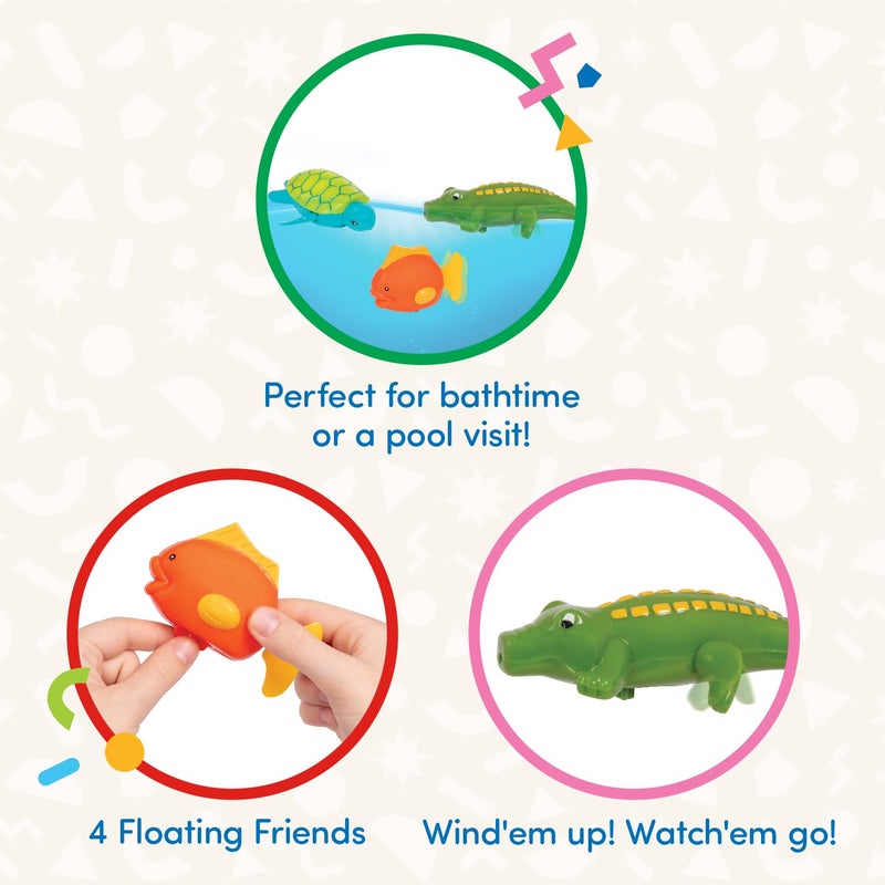 Battat – Paddling Bath Toys – 4-Pack Tub Animals – Floating Toys For Bathtime – Water & Beach Toys – 2 Years + – Wind-Up Tubbies - Turtle, Fish, Crocodile, Whale - Image 2