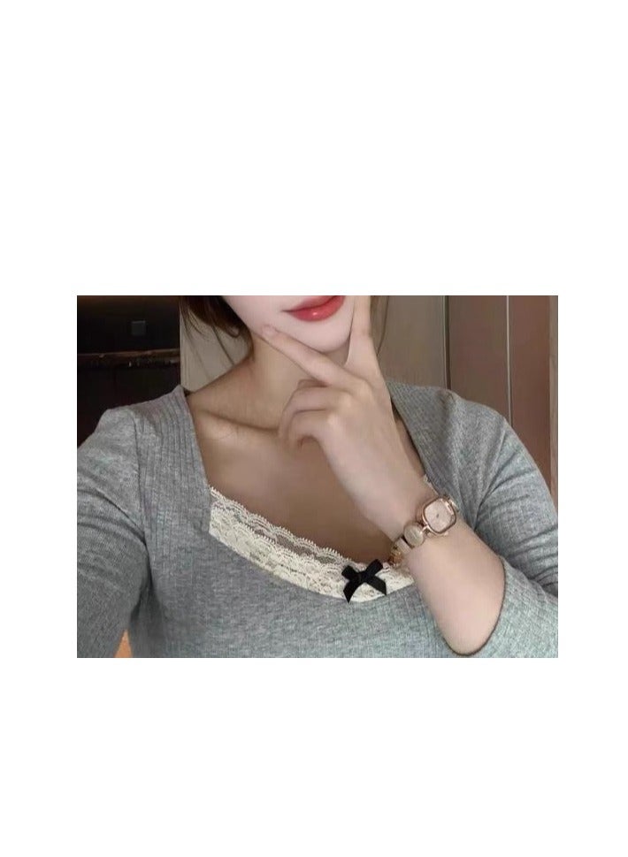 ساعة فنية بتصميم نيش - ساعة نسائية فاخرة خفيفة مع ألماس كامل - ساعة نسائية عالية الجودة - Image 5