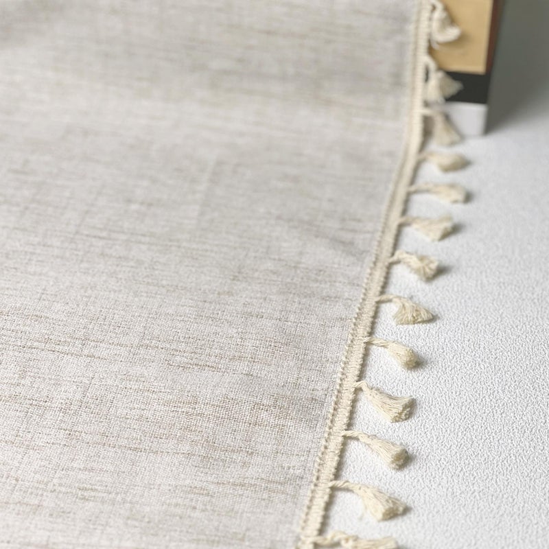 Oindec Faux Linen Tassel Kitchen Valances for Windows Modern Farmhouse Neutral Valance Curtains Topper Country Rustic Bathroom Small Window Treatment Boho Decor (54x15 inch, Natural) - Image 5